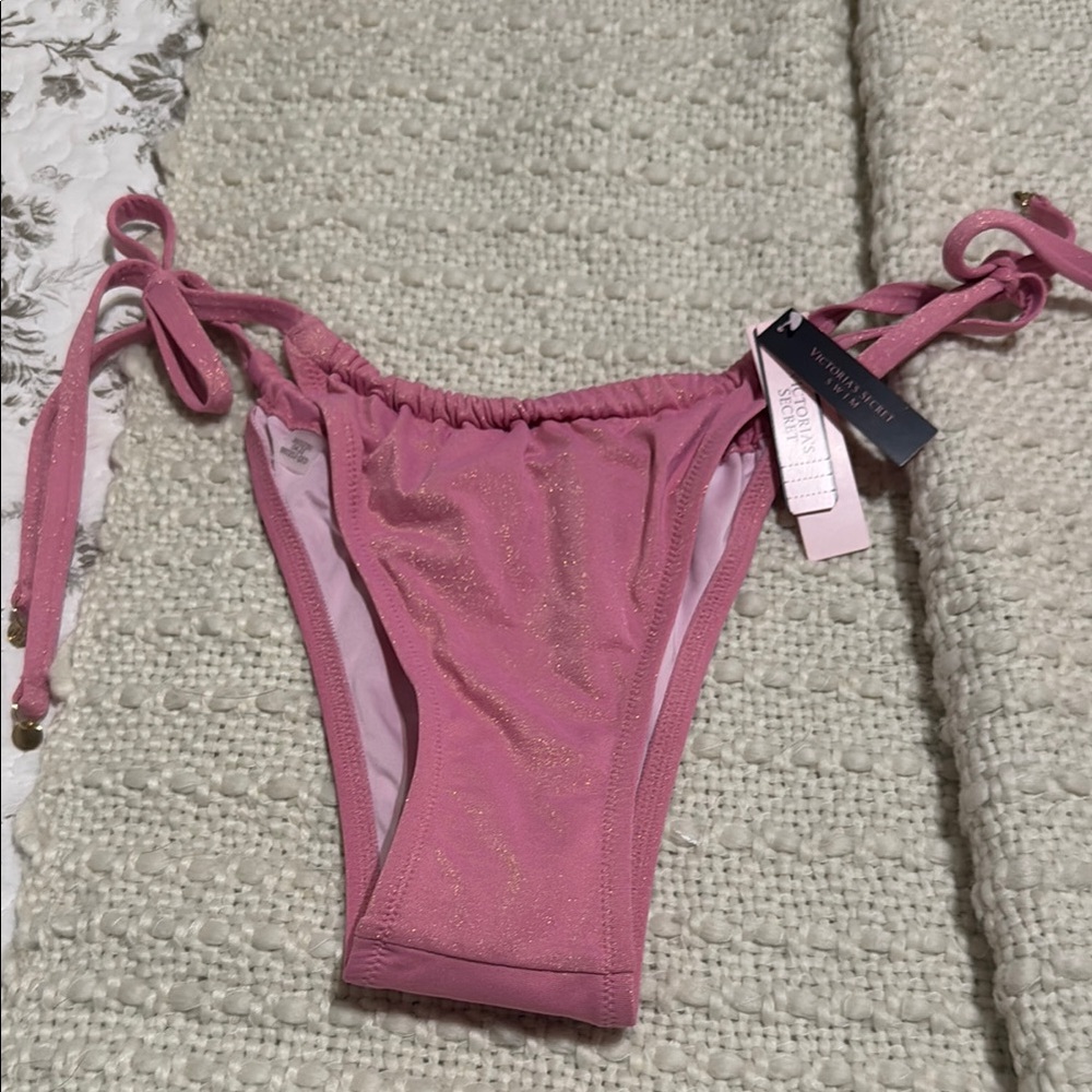 Pink Bikini Bottom with Side Ties